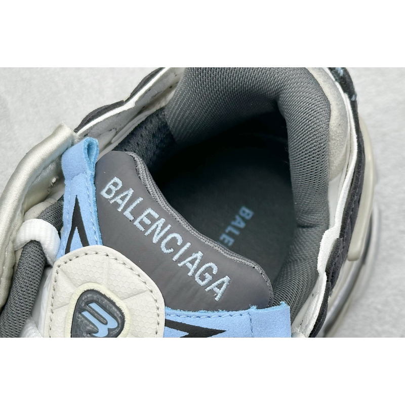 Ba*len*cia*ga nylon and suede-like fabric runner sneaker in grey white and black