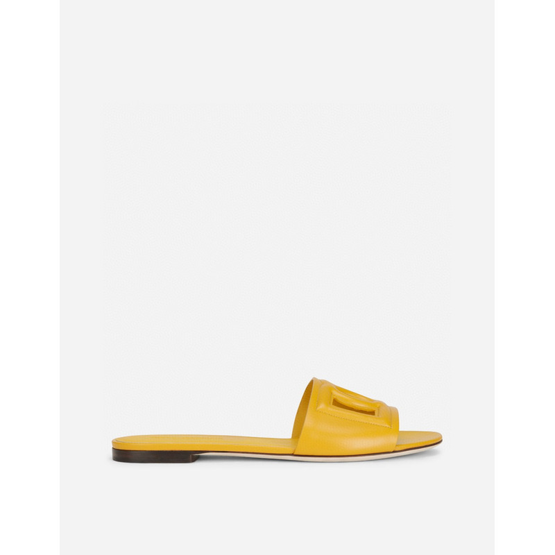 Dolce  Gabbana Dg Logo Rubber Slippers Yellow
