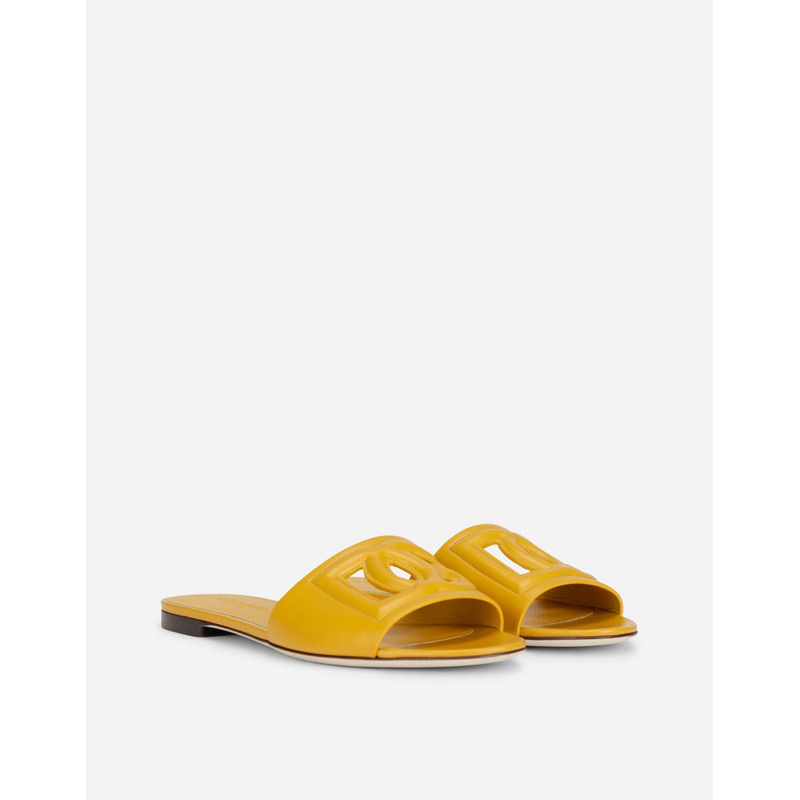 Dolce  Gabbana Dg Logo Rubber Slippers Yellow