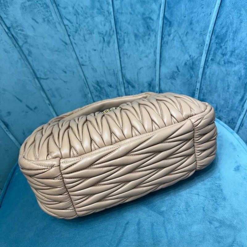 Miu Miu Wander Matelasse Nappa Leather Half Moon Brownish