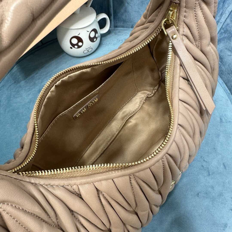 Miu Miu Wander Matelasse Nappa Leather Half Moon Brownish