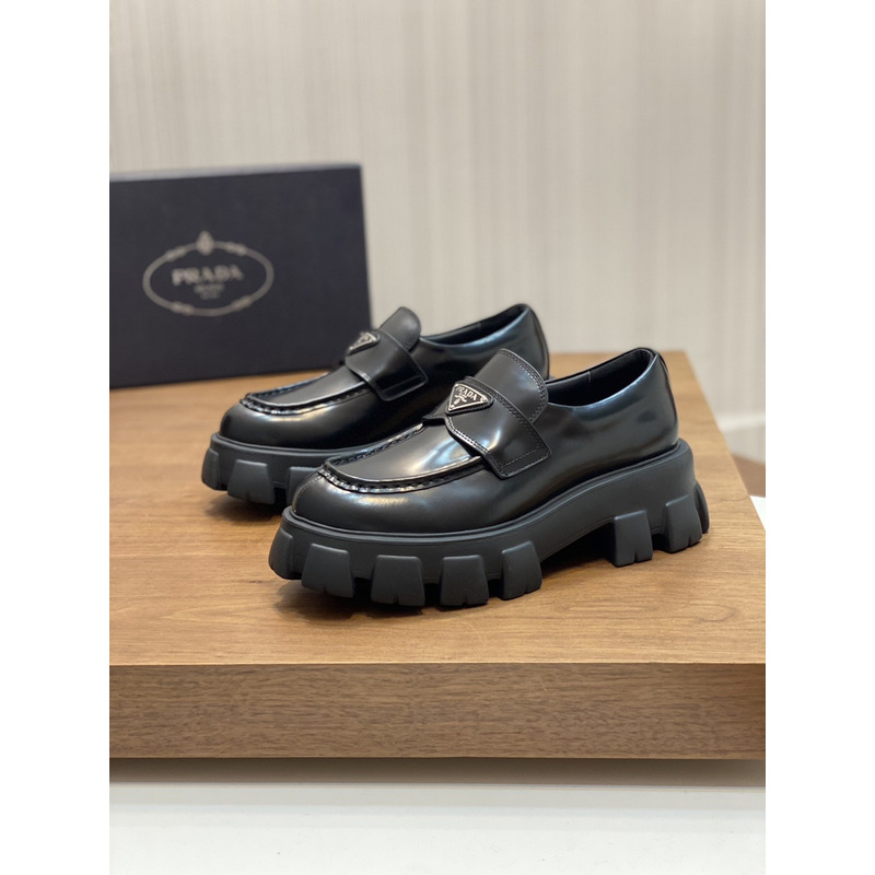 Pra*a brushed leather monolith loafers