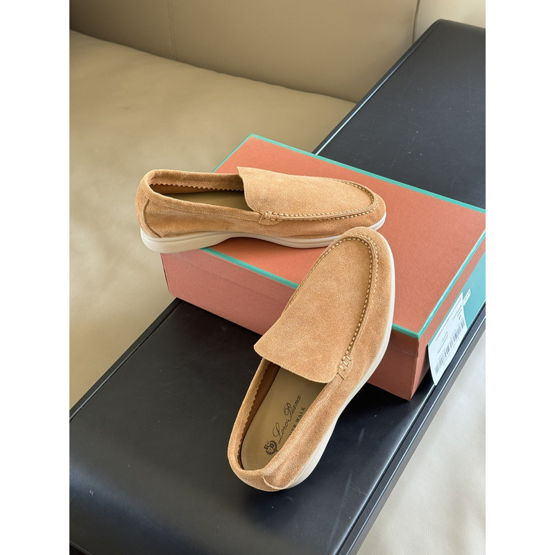 Loro Piana Summer Walk Suede Loafers Brown