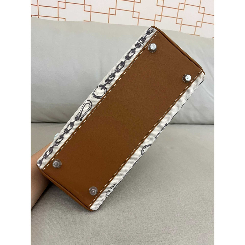 H**mes kelly 28 retourne toile de camp dechainee veau barenia brown