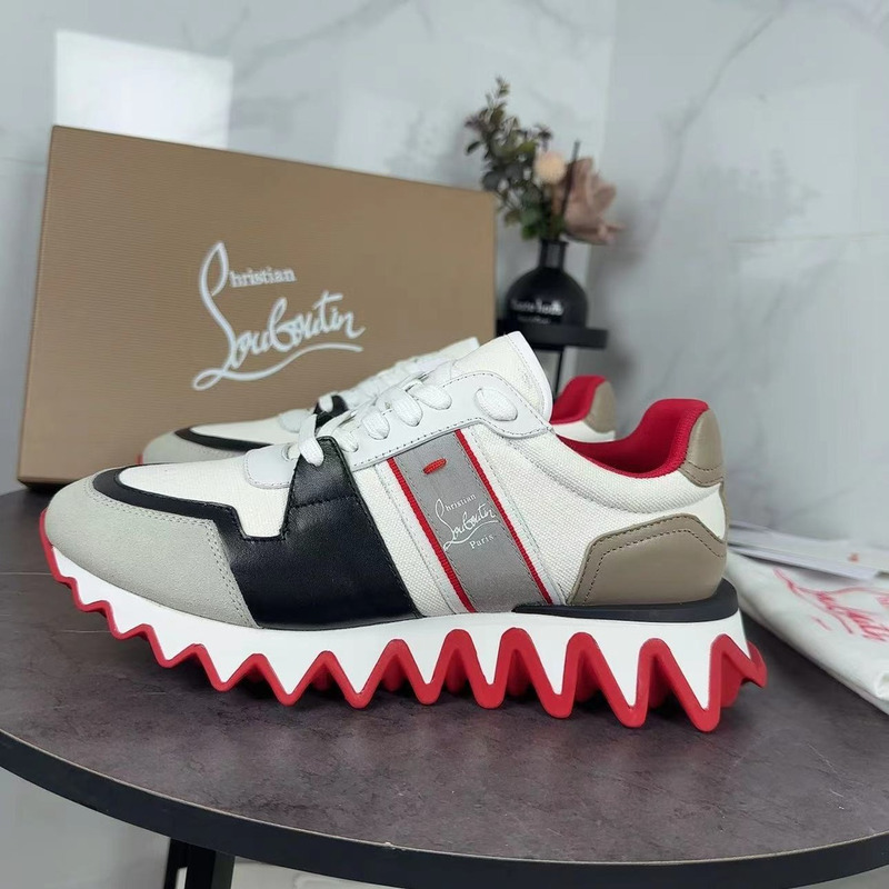 Ch**an louboutin nastroshark olona canva and calf leather men sneaker white