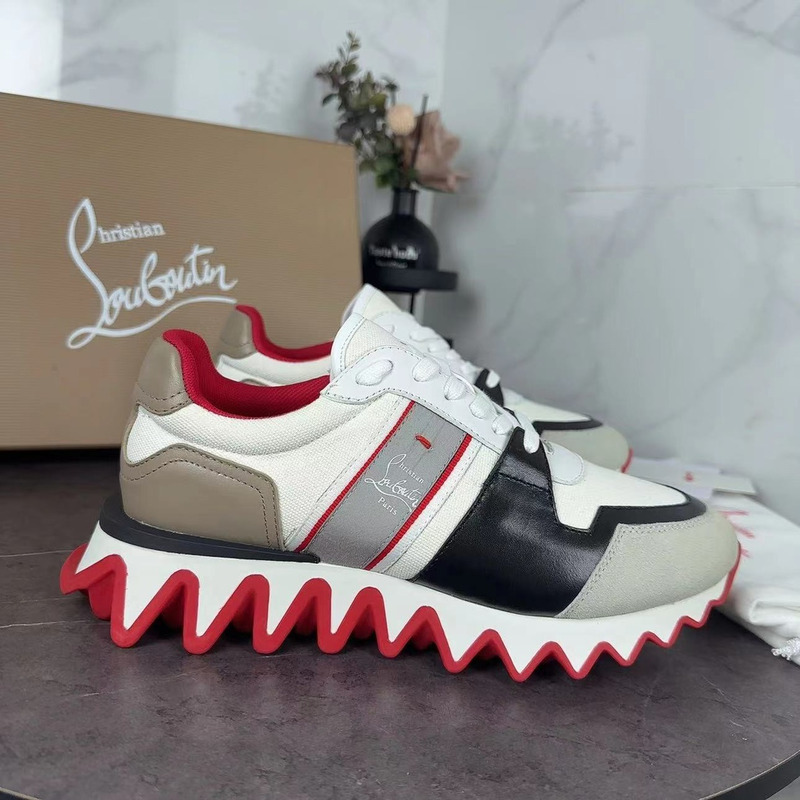 Ch**an louboutin nastroshark olona canva and calf leather men sneaker white