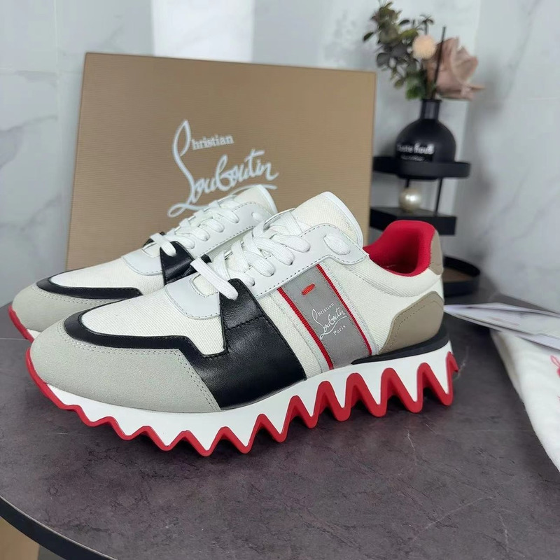 Ch**an louboutin nastroshark olona canva and calf leather men sneaker white
