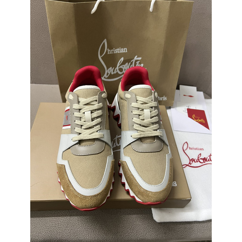 Ch**an louboutin nastroshark olona canva and calf leather men sneaker brown