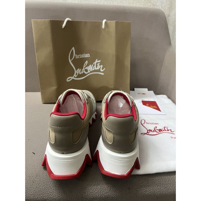 Ch**an louboutin nastroshark olona canva and calf leather men sneaker brown