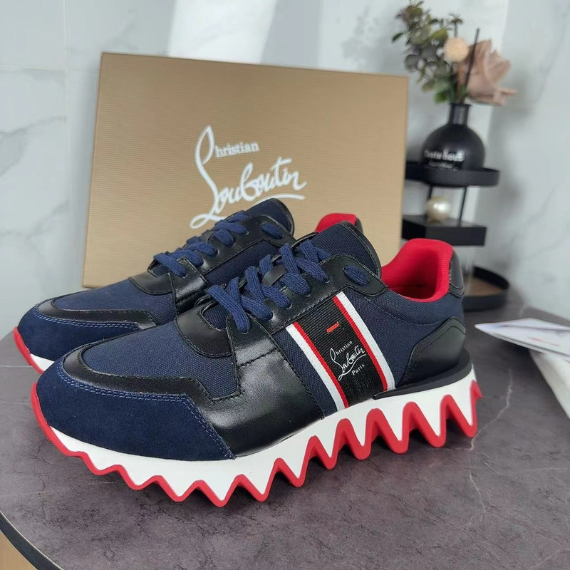 Ch**an louboutin nastroshark olona canva and calf leather men sneaker black