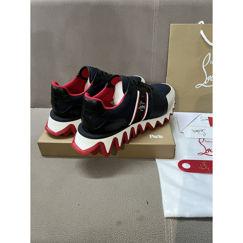 Ch**an louboutin nastroshark olona canva and calf leather men sneakers navy