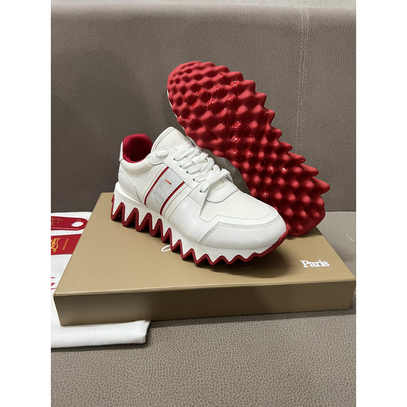 Ch**an louboutin nastroshark olona canva and calf leather men sneakers white