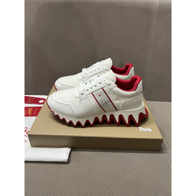 Ch**an louboutin nastroshark olona canva and calf leather men sneakers white