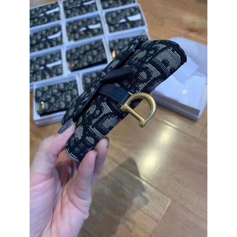 D*or oblique nano saddle chain pouch blue