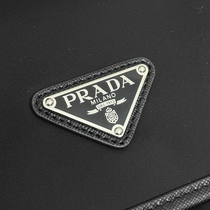 Pra*a re-nylon and saffiano leather shoulder bag black