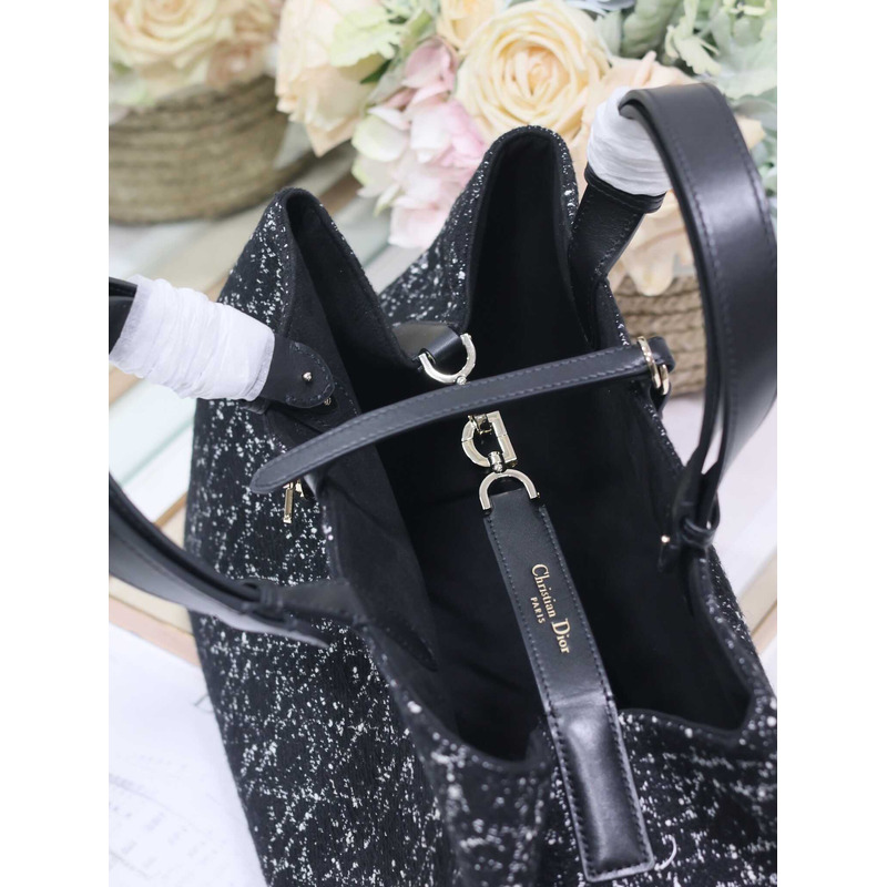 D*or large toujours bag black cannage tweed