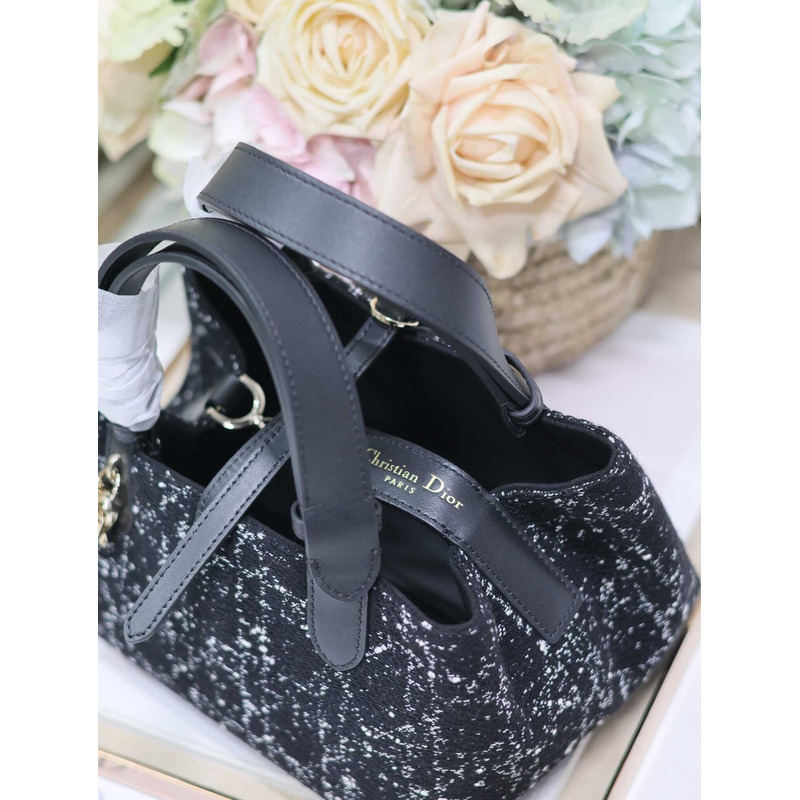D*or medium toujours bag black cannage tweed