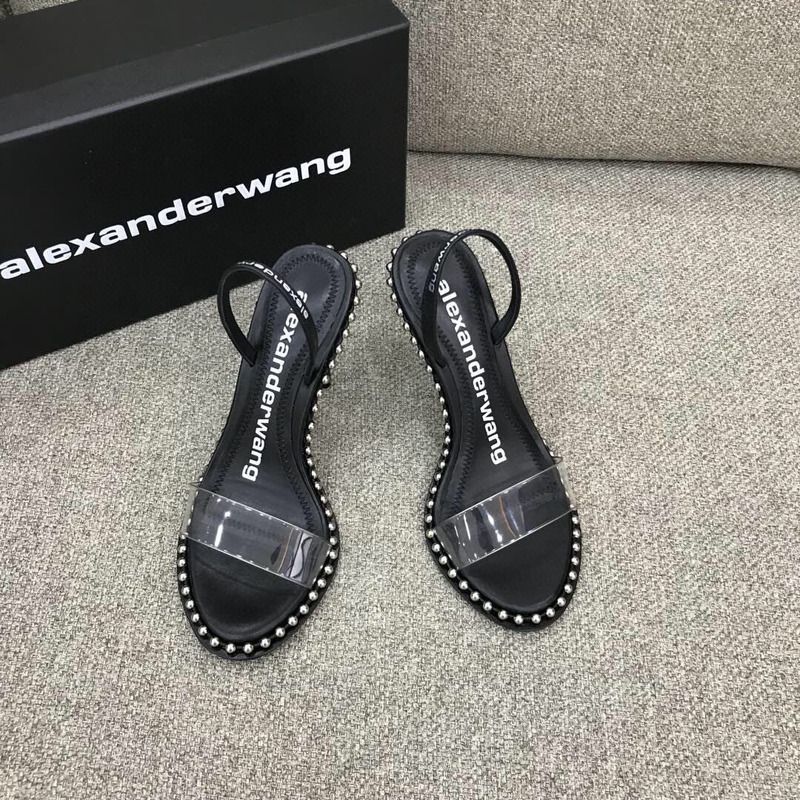Alexander Wang Nova Satin Crystal Sandal in Black