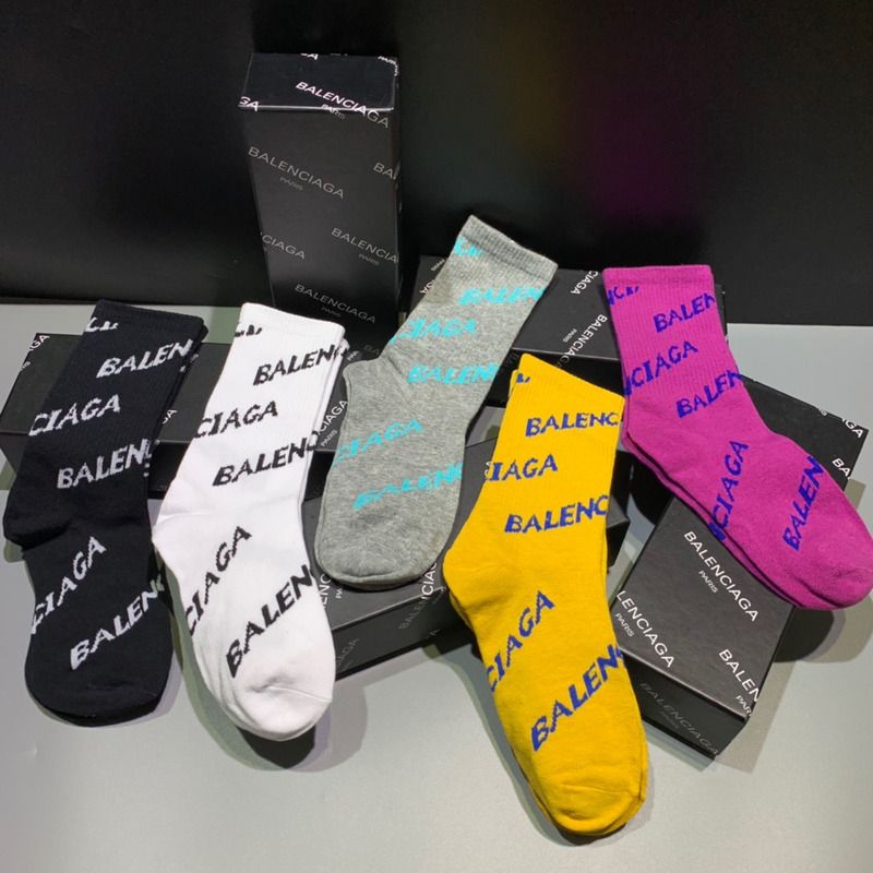 Ba*len*cia*ga logo print socks/box