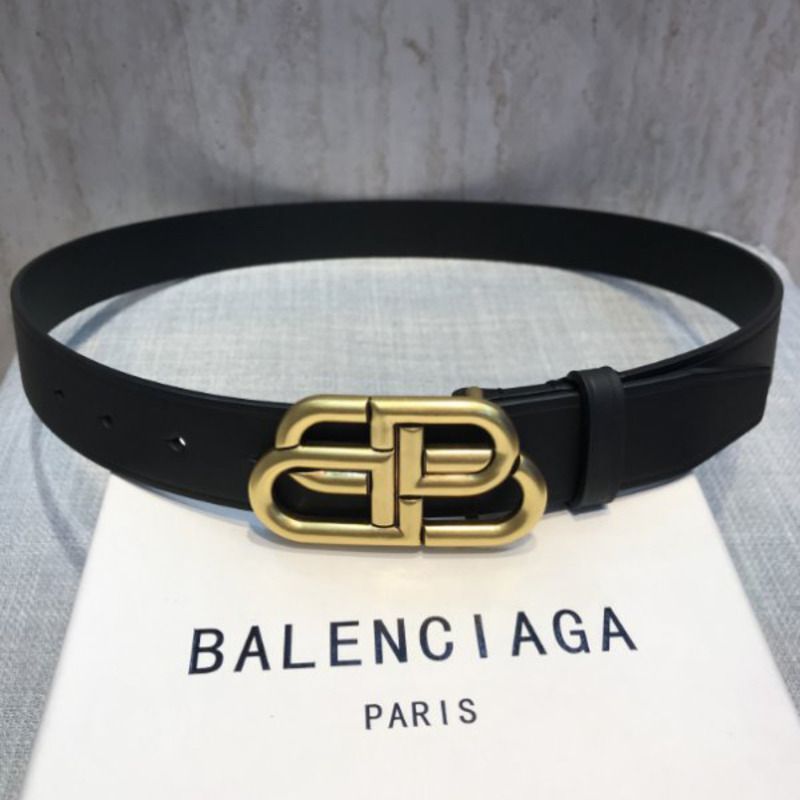 Ba*len*cia*ga black bb belt with golden buckle