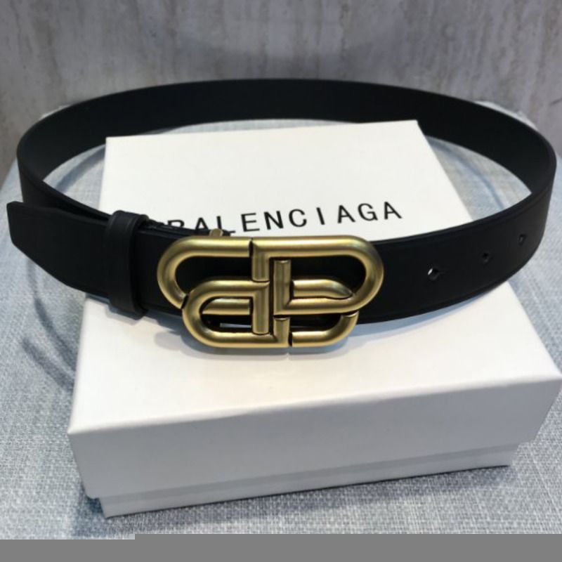 Ba*len*cia*ga black bb belt with golden buckle