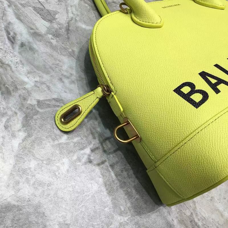 Ba*len*cia*ga logo printed leather yellow shoulder bag