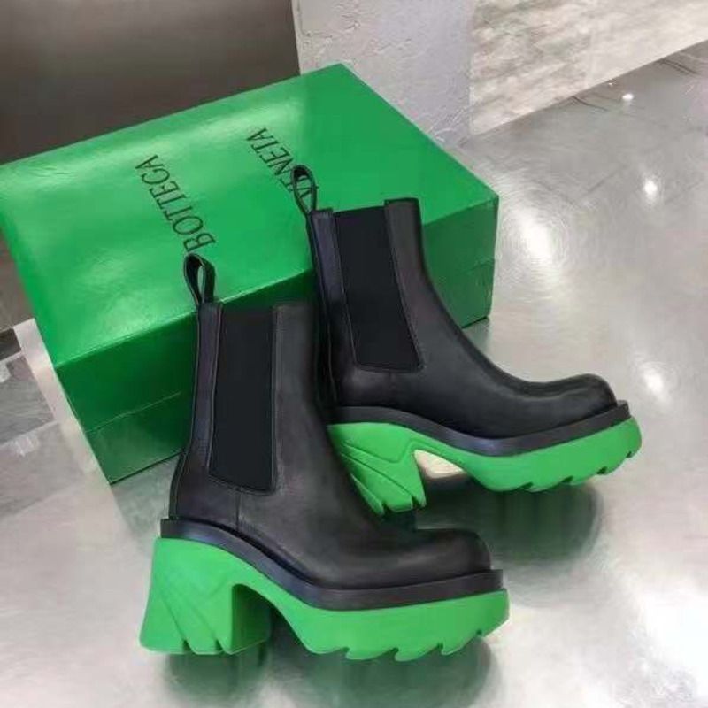 Bo*te*ga ve*ne*ta high leather boots with platform soles