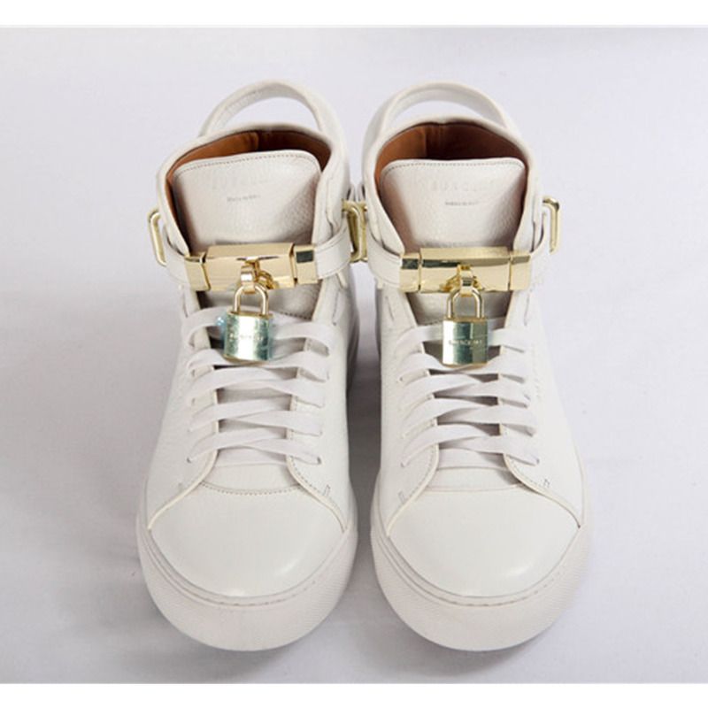 Buscemi High-top Top Pebbled Leather White Sneaker