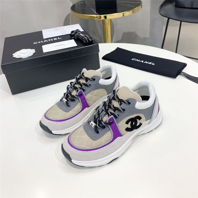 Ch*el low-top luminous sneakers(purple&grey)