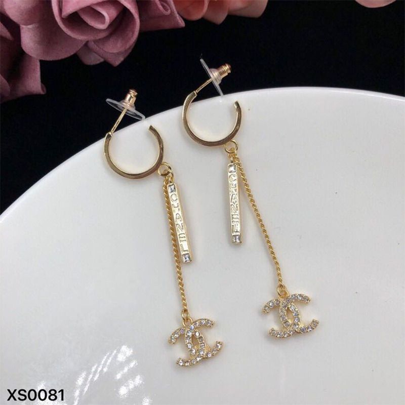 Ch*el embellished crystal metal earrings
