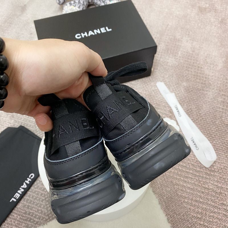 Ch*el velvet calfskin & mixed fibers sneaker