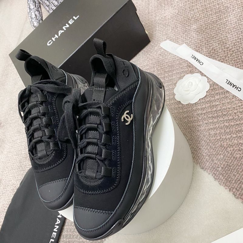 Ch*el velvet calfskin & mixed fibers sneaker