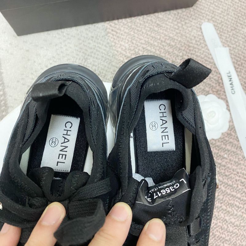 Ch*el velvet calfskin & mixed fibers sneaker