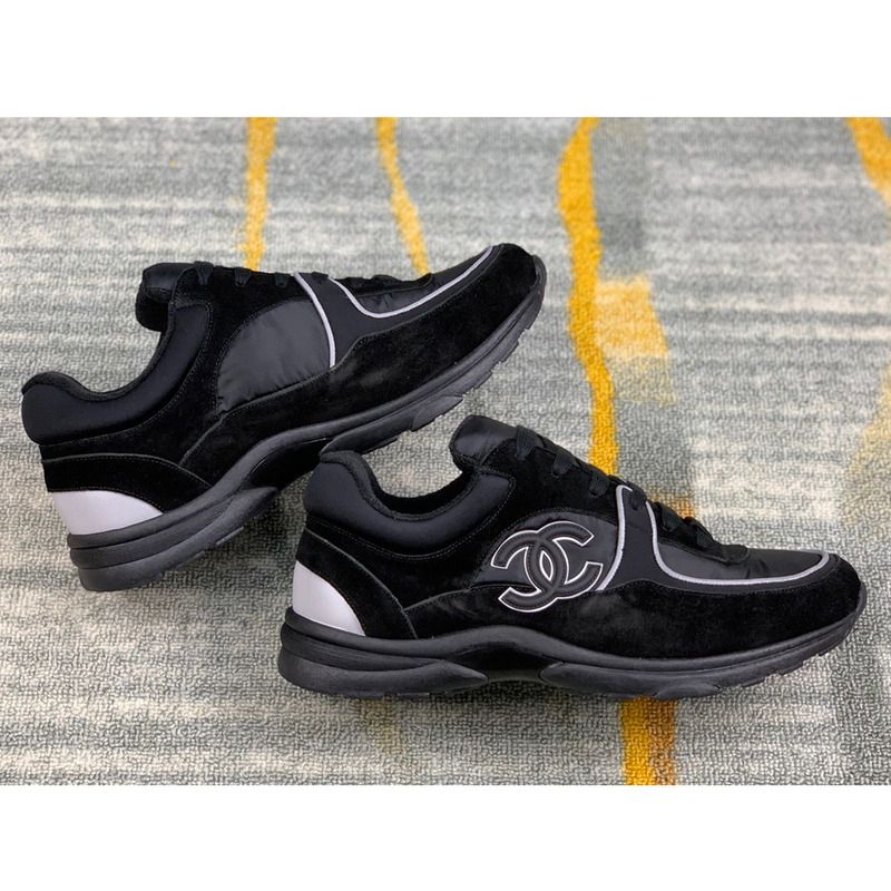 Ch*el sneakers suede nylon reflective