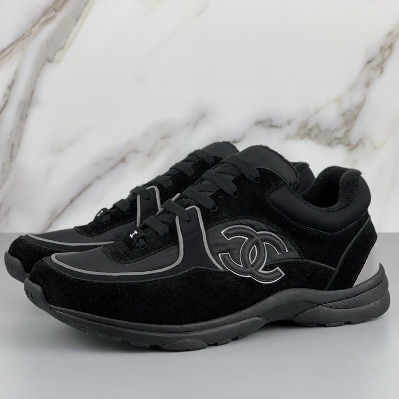 Ch*el sneakers suede nylon reflective