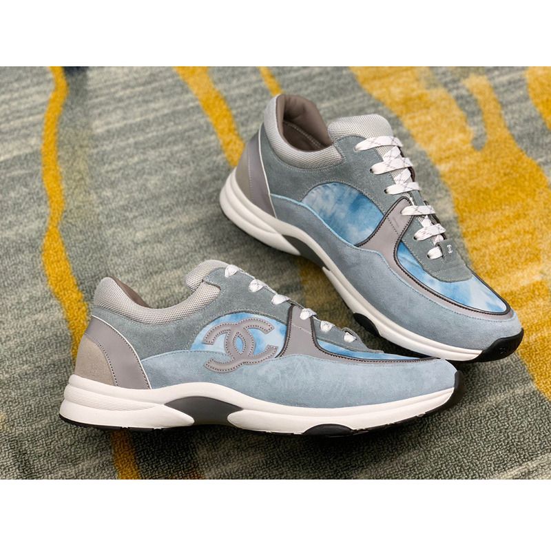 Ch*el sneakers suede nylon reflective