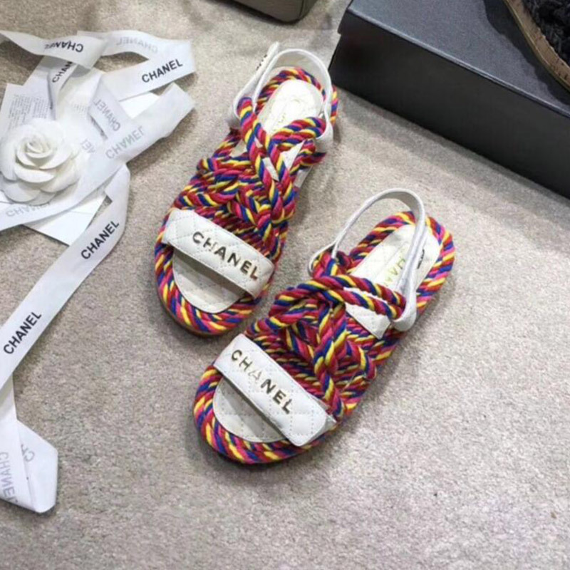 Ch*el cord slide sandal in multicolor & lvory