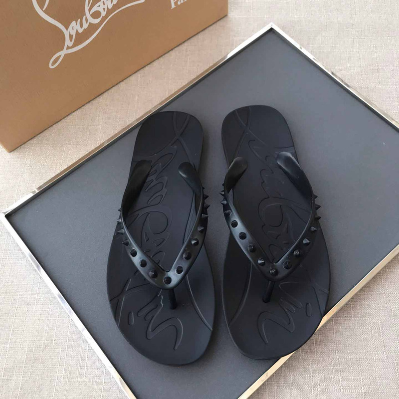 Ch**an louboutin loubi flip black pvc