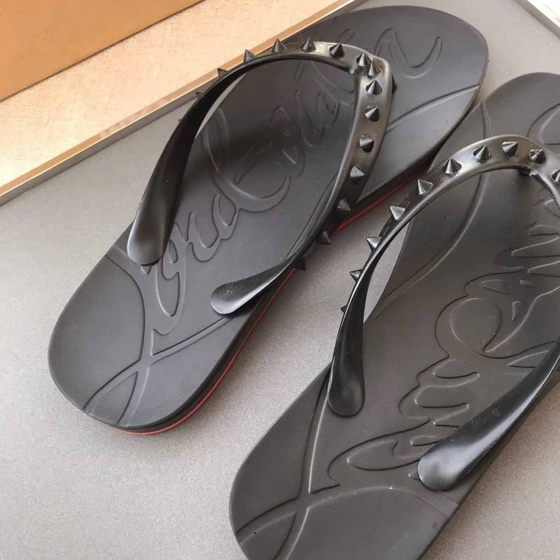 Ch**an louboutin loubi flip black pvc