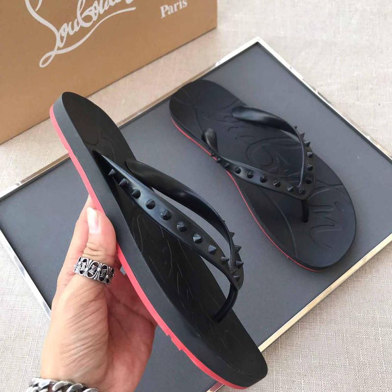 Ch**an louboutin loubi flip black pvc