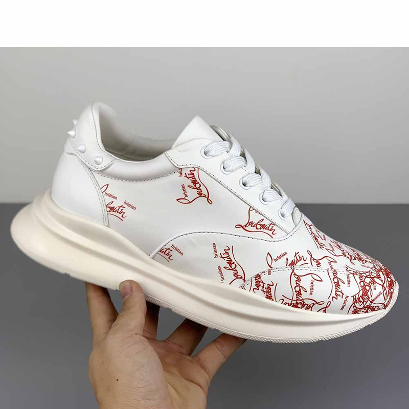 Ch**an louboutin red logo sneakers in white