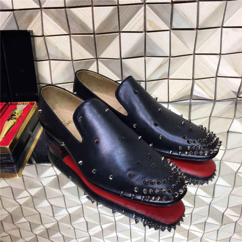 made to order!!! ch**an louboutin S*per perfect l**is leather black loafer