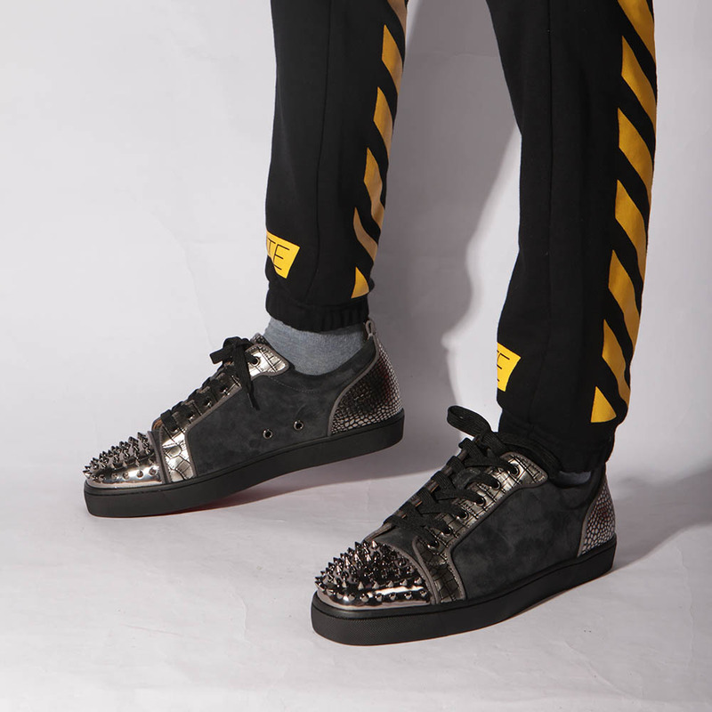 [made  to order] ch**an louboutin S*per perfect l**is junior spikes orlato blue sneakers