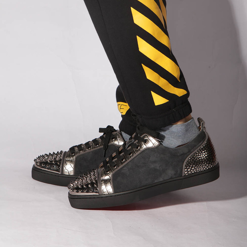 [made  to order] ch**an louboutin S*per perfect l**is junior spikes orlato blue sneakers