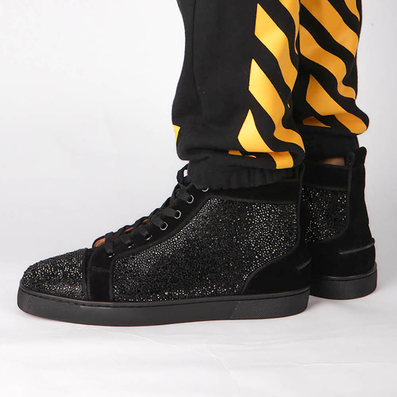 large stock!!! ch**an louboutin S*per perfect l**is strass black men