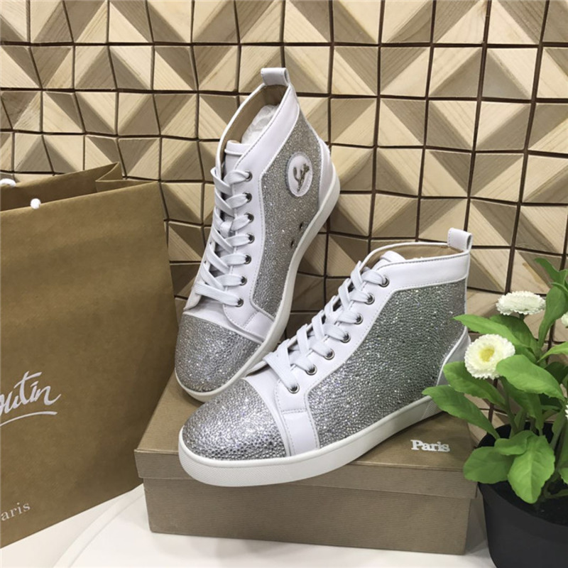 large stock!!! ch**an louboutin S*per perfect ch**an louboutin galaxtidude silver strass l**is sneakers