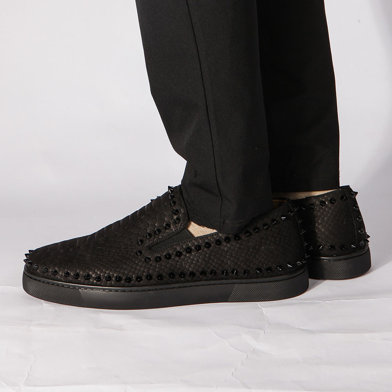 [made  to order] ch**an louboutin S*per perfect pik boat python skin flats in black