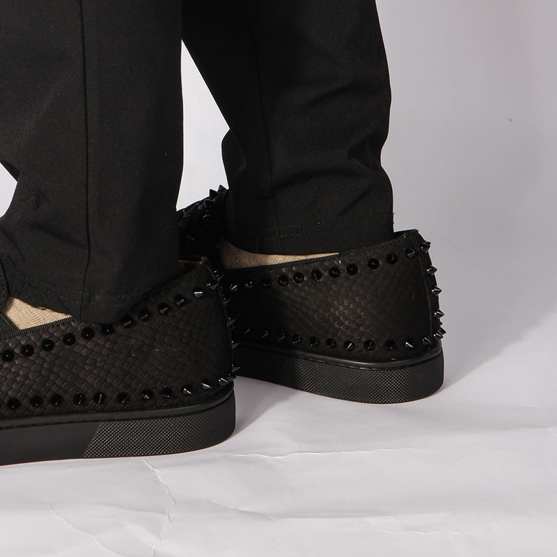 [made  to order] ch**an louboutin S*per perfect pik boat python skin flats in black