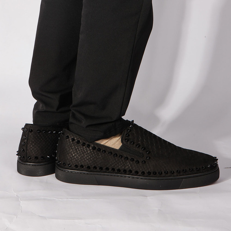 [made  to order] ch**an louboutin S*per perfect pik boat python skin flats in black