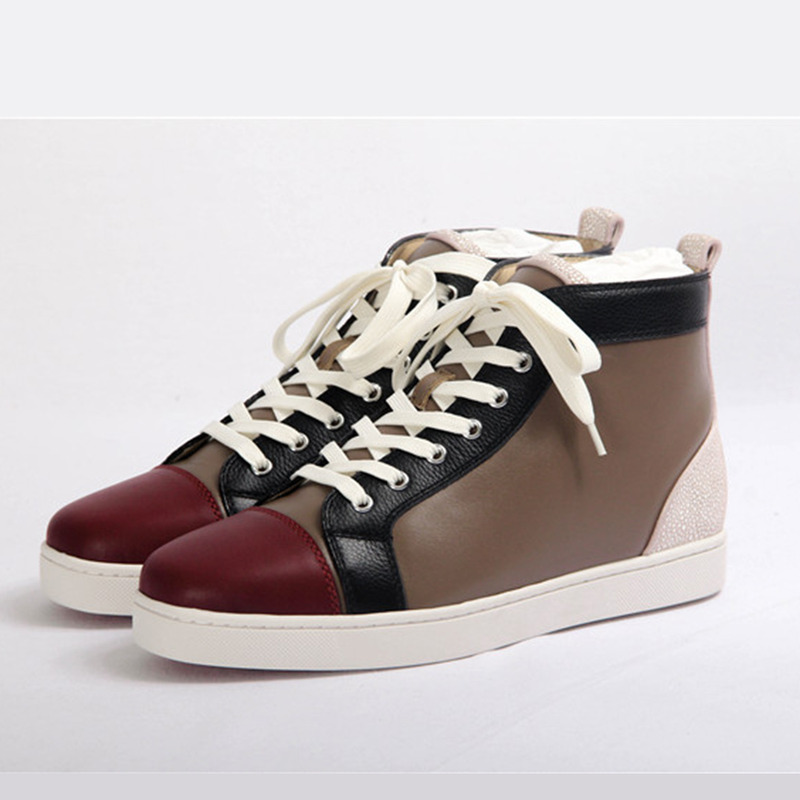 in stock!!! Ch**an louboutin limited version mastic l**is men''s flat sneakers